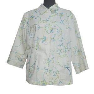 TANJAY Womens Jacket, Size 12, beaut Embroidered Floral, Cotton, Lined